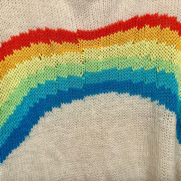 RARE Wildfox Cream Sweater with Rainbow Design XS - Picture 3 of 7